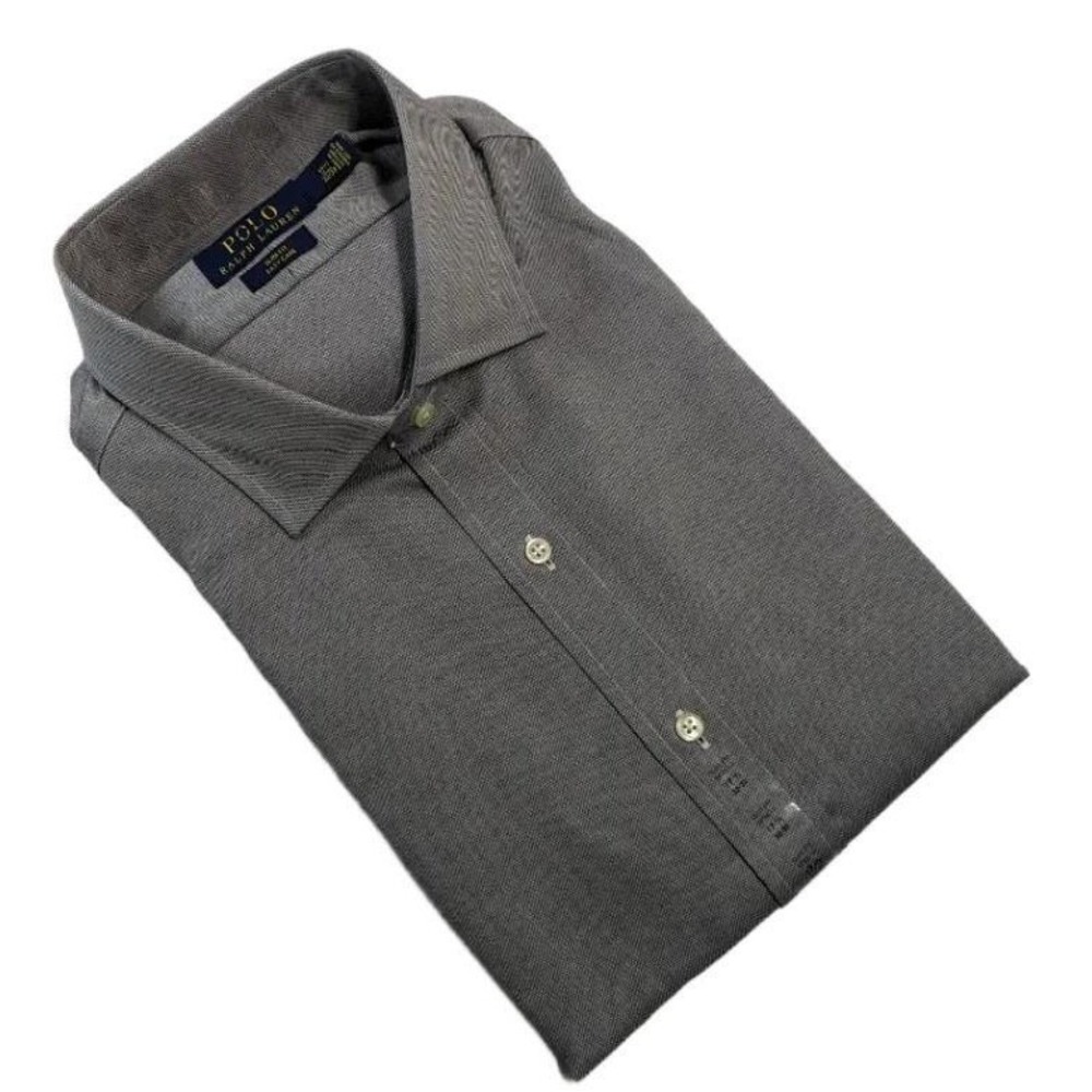 Polo Ralph Lauren Gray Men's Cotton Dress Shirt Grey Sz 17.5 32/33 Slim Fit NWOT